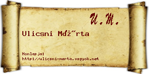 Ulicsni Márta névjegykártya